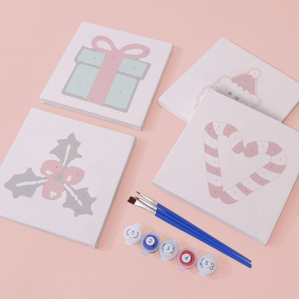 Holiday Treasures 4 Pack Mini Paint by Numbers Kit