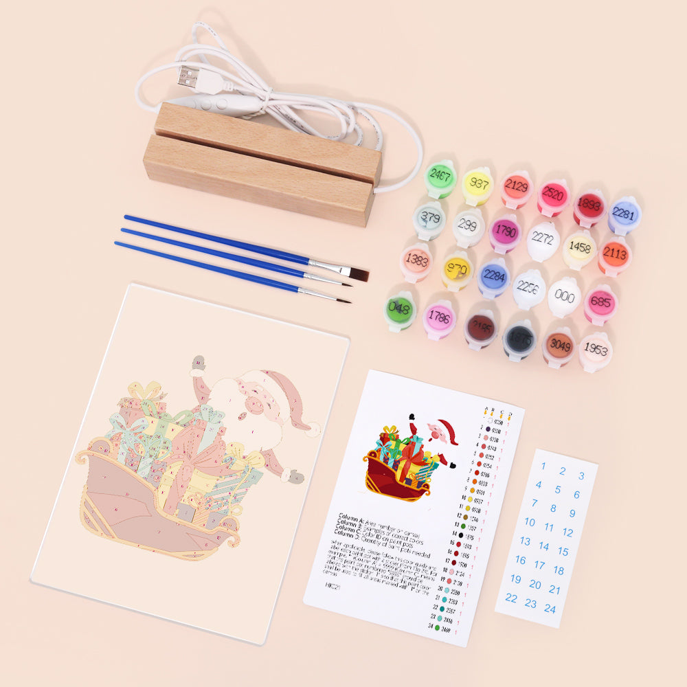 LED Santa on Sleigh Paint by Numbers