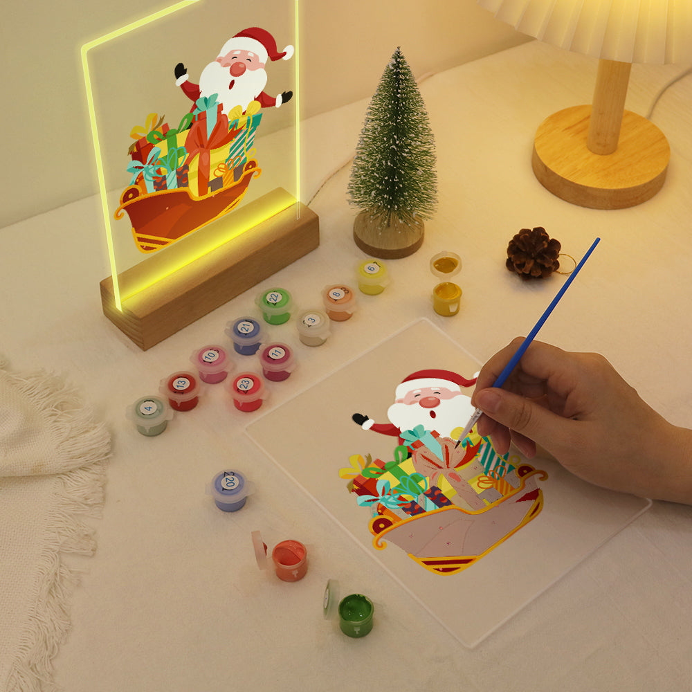 LED Santa on Sleigh Paint by Numbers