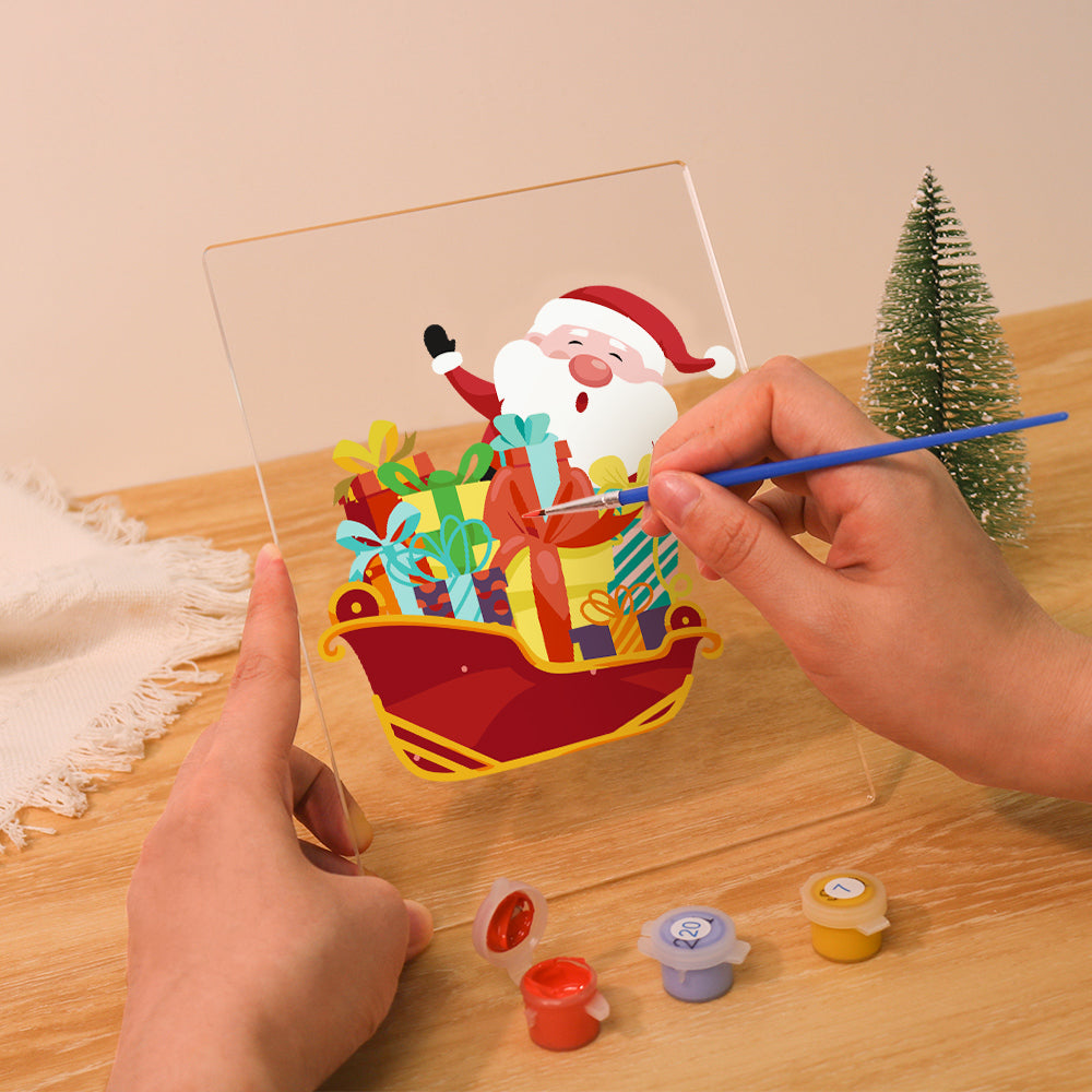 LED Santa on Sleigh Paint by Numbers