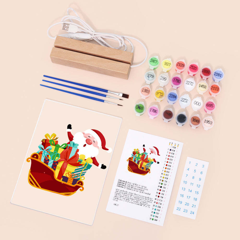 LED Santa on Sleigh Paint by Numbers
