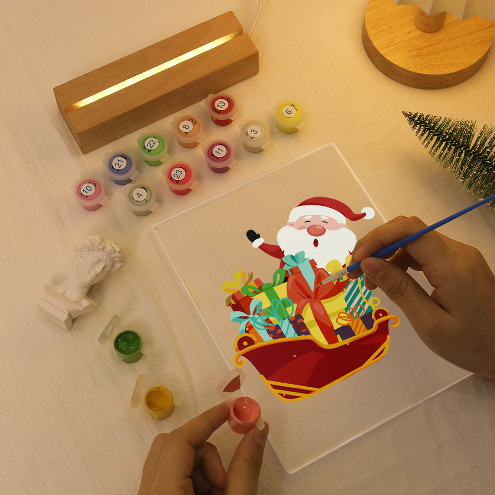 LED Santa on Sleigh Paint by Numbers