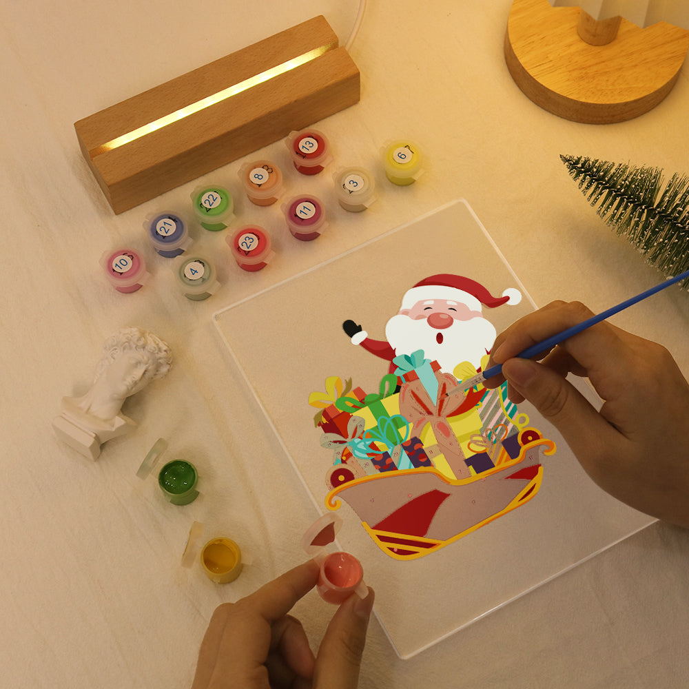 LED Santa on Sleigh Paint by Numbers