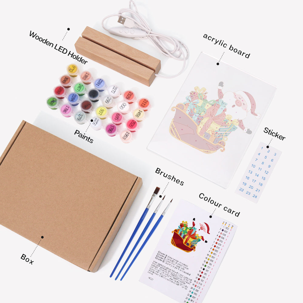 LED Santa on Sleigh Paint by Numbers