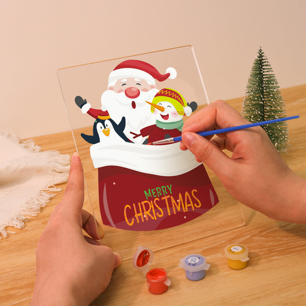 LED Santa with Elves Paint by Numbers