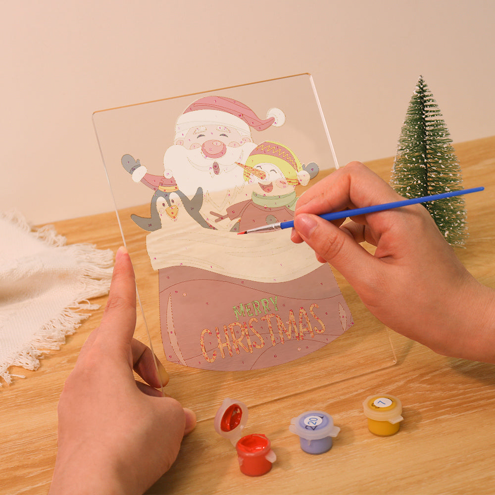 LED Santa with Elves Paint by Numbers