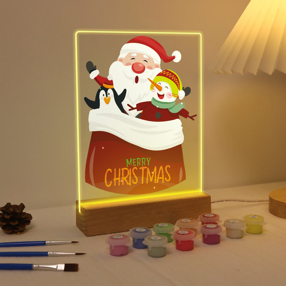 LED Santa with Elves Paint by Numbers