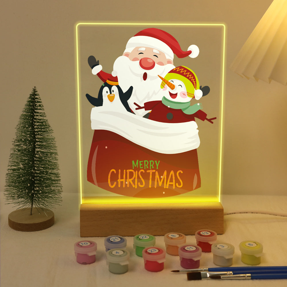 LED Santa with Elves Paint by Numbers