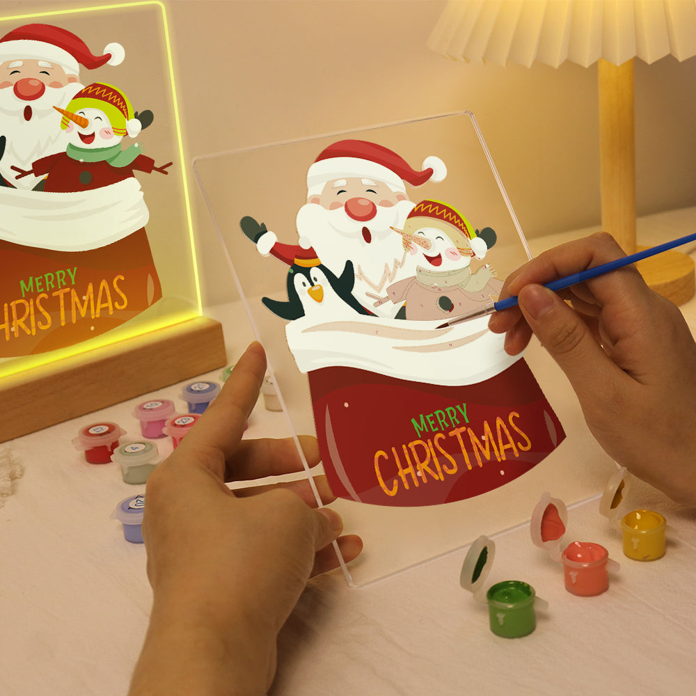 LED Santa with Elves Paint by Numbers