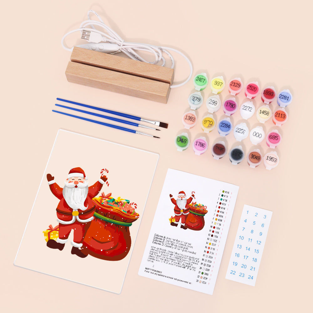 LED Santa with Gifts-2 Paint by Numbers