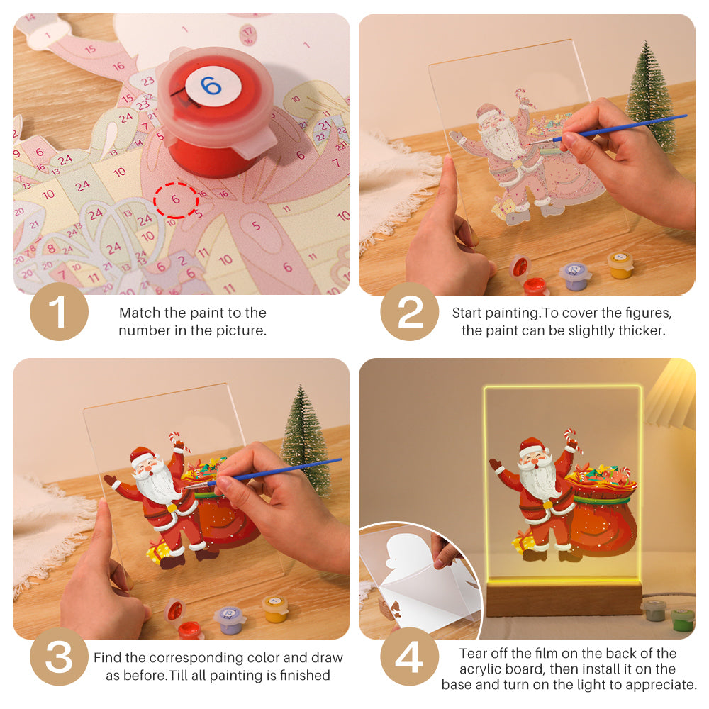 LED Santa with Gifts-2 Paint by Numbers