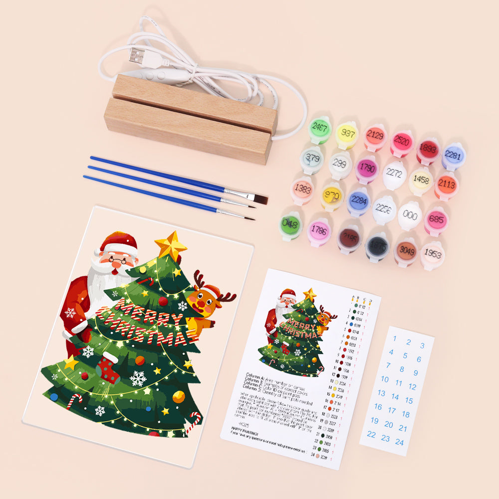LED Santa and Christmas Tree Paint by Numbers