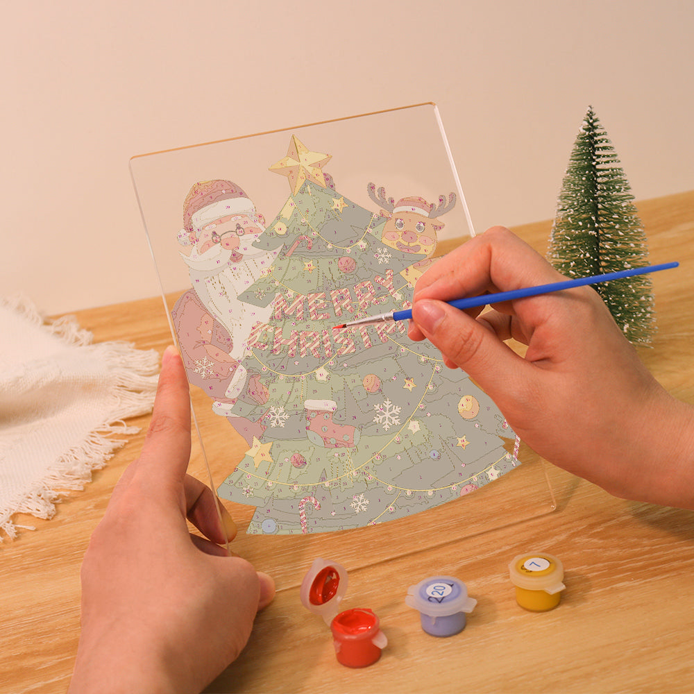 LED Santa and Christmas Tree Paint by Numbers