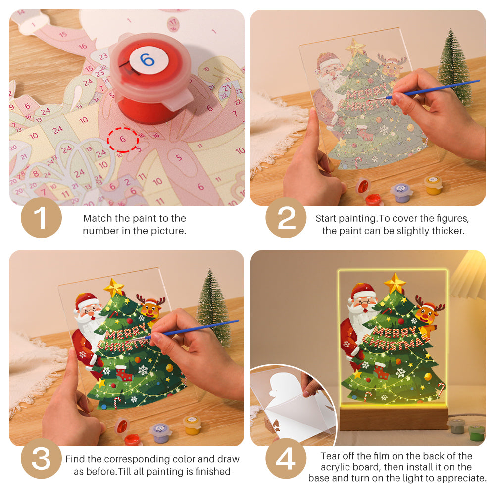 LED Santa and Christmas Tree Paint by Numbers