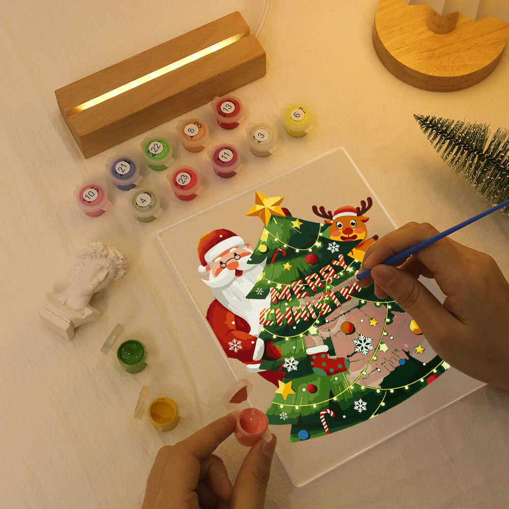 LED Santa and Christmas Tree Paint by Numbers