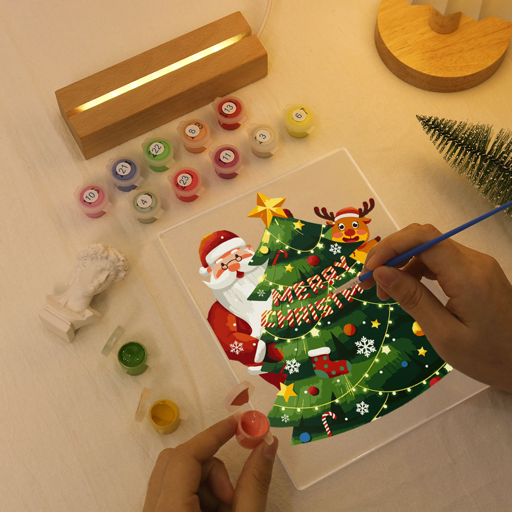 LED Santa and Christmas Tree Paint by Numbers