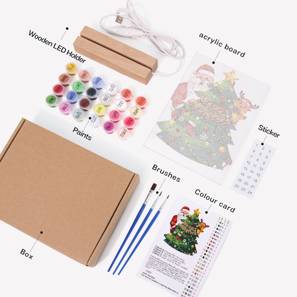 LED Santa and Christmas Tree Paint by Numbers