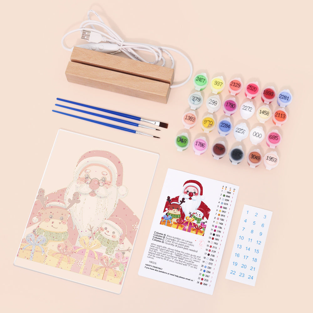 LED Santa with Gift Paint by Numbers