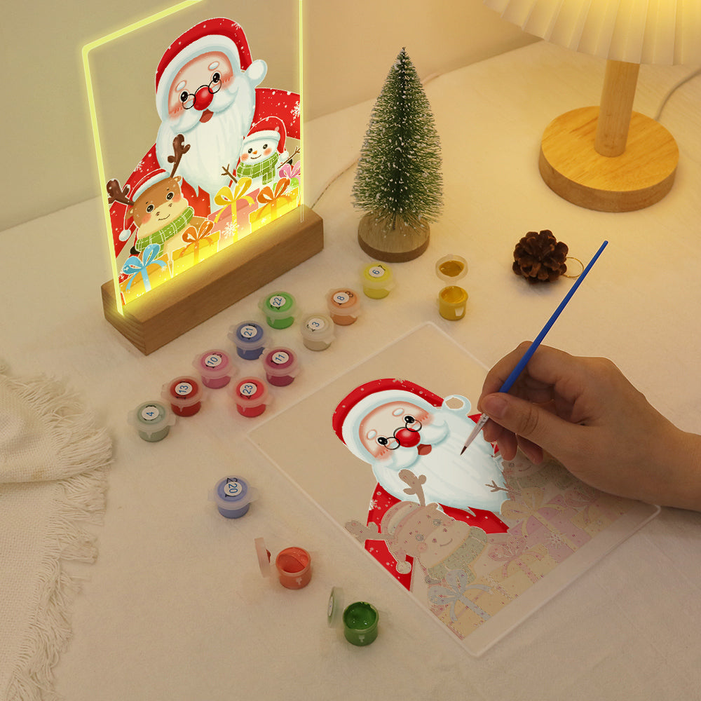 LED Santa with Gift Paint by Numbers