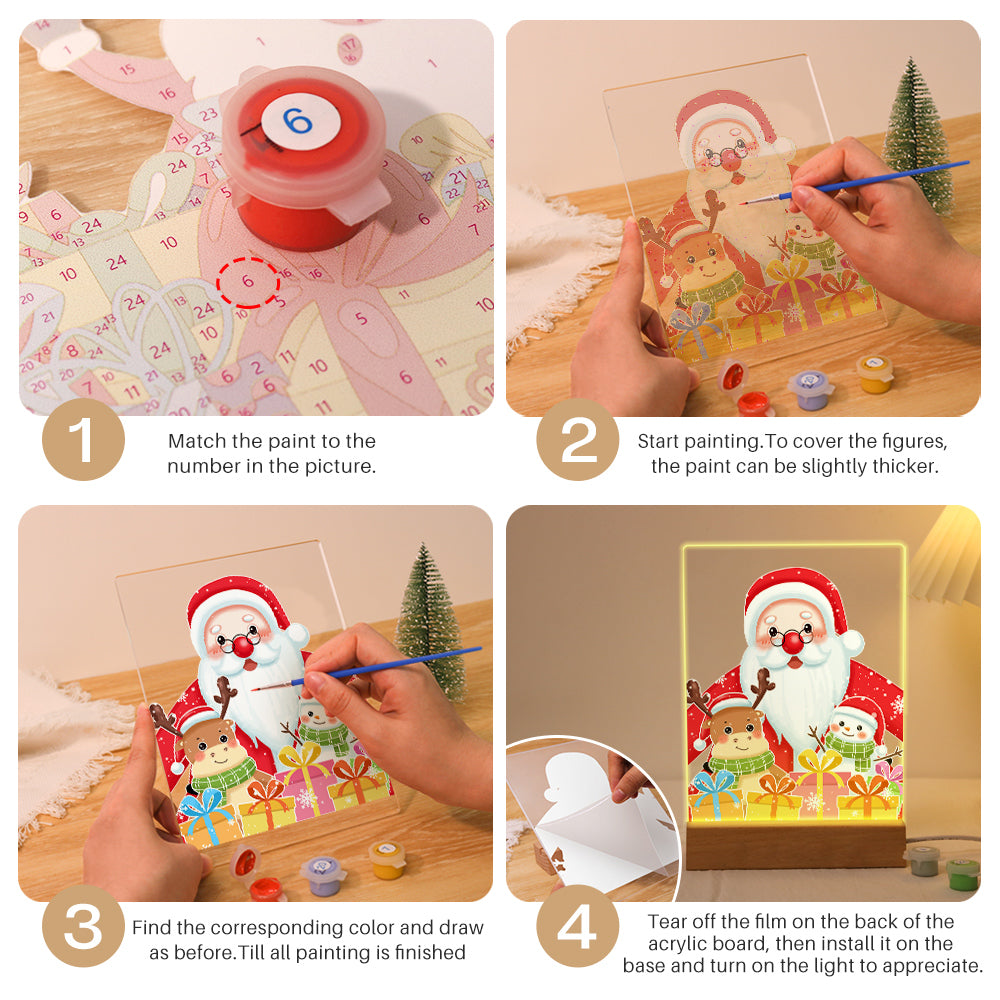 LED Santa with Gift Paint by Numbers