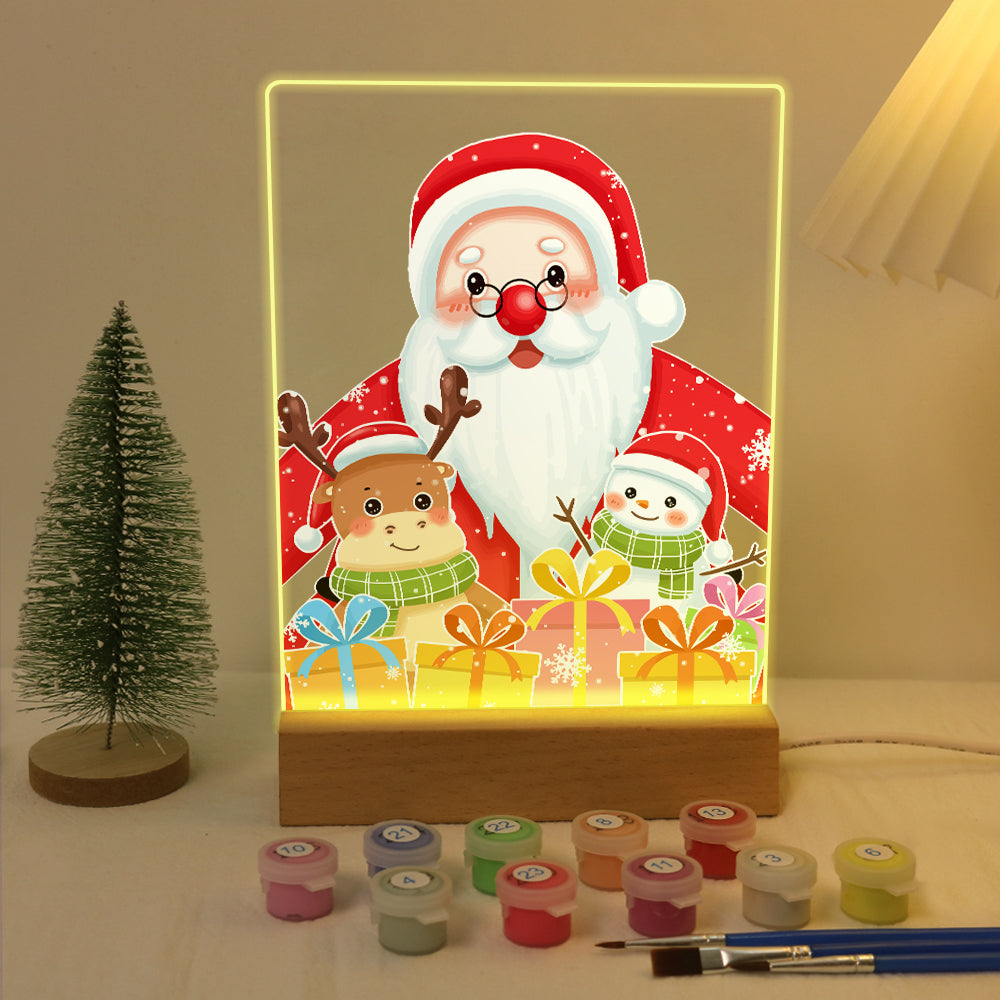 LED Santa with Gift Paint by Numbers