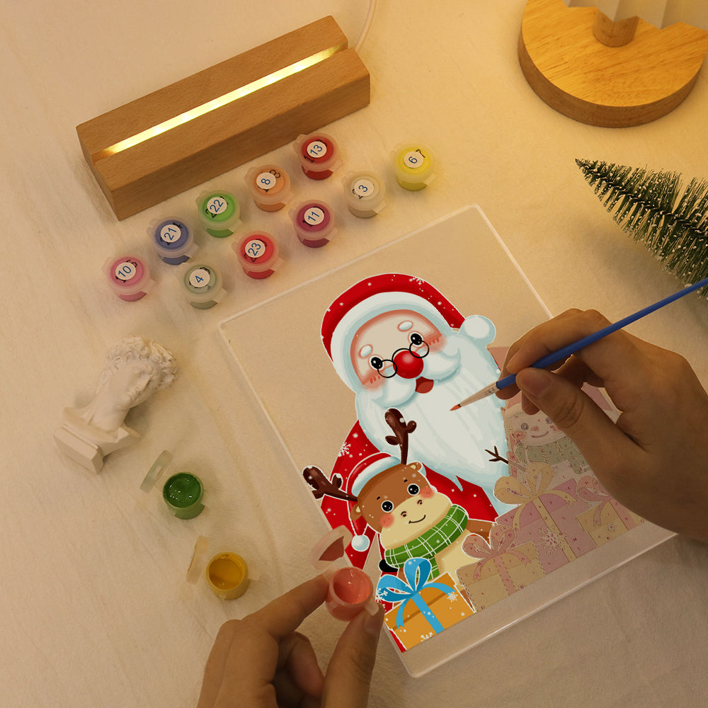 LED Santa with Gift Paint by Numbers