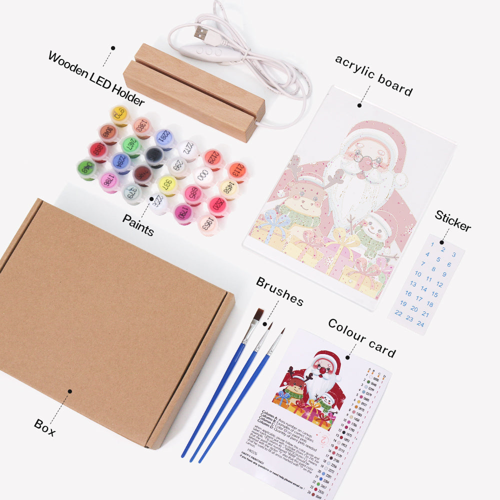 LED Santa with Gift Paint by Numbers