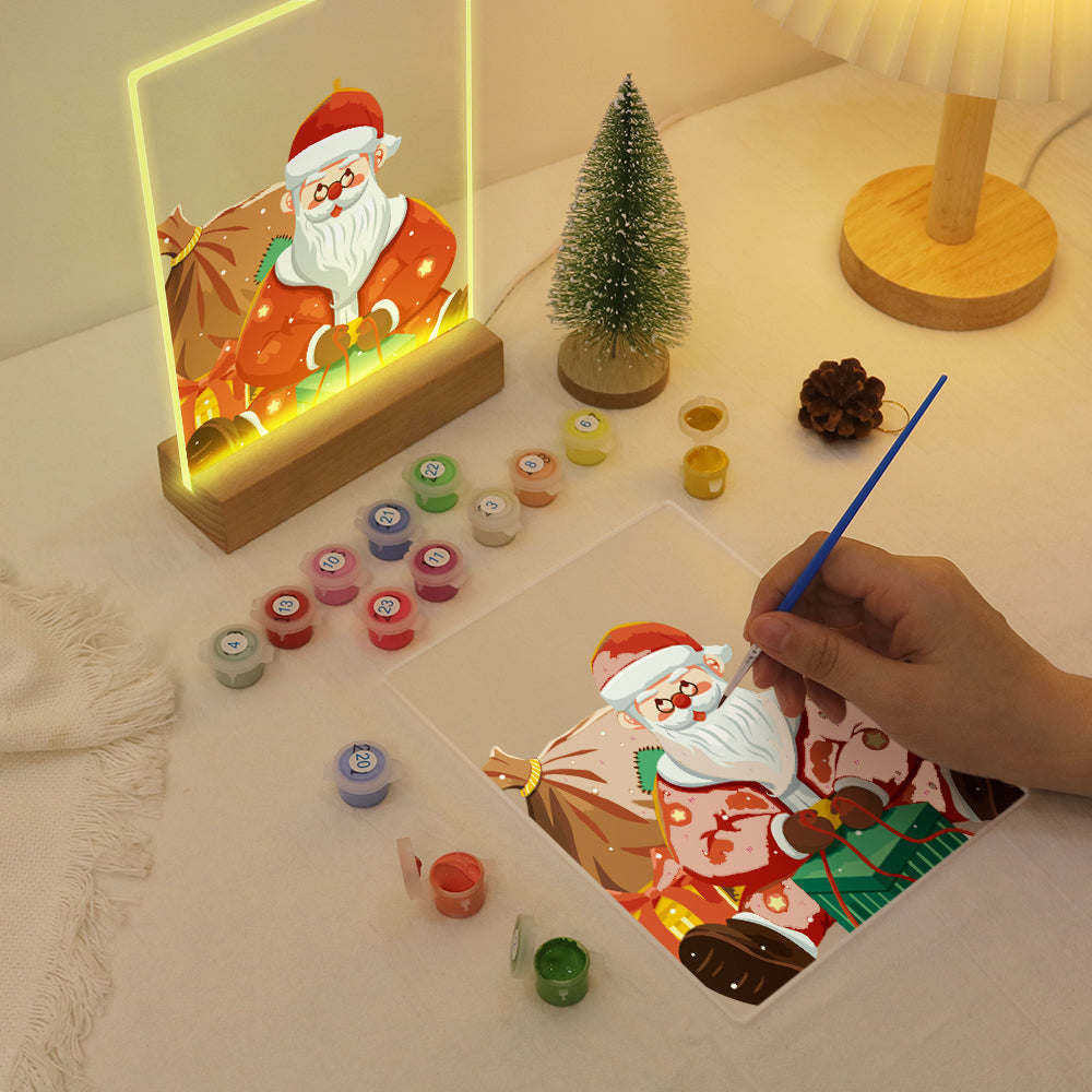 LED Santa Wrapping Gift Paint by Numbers