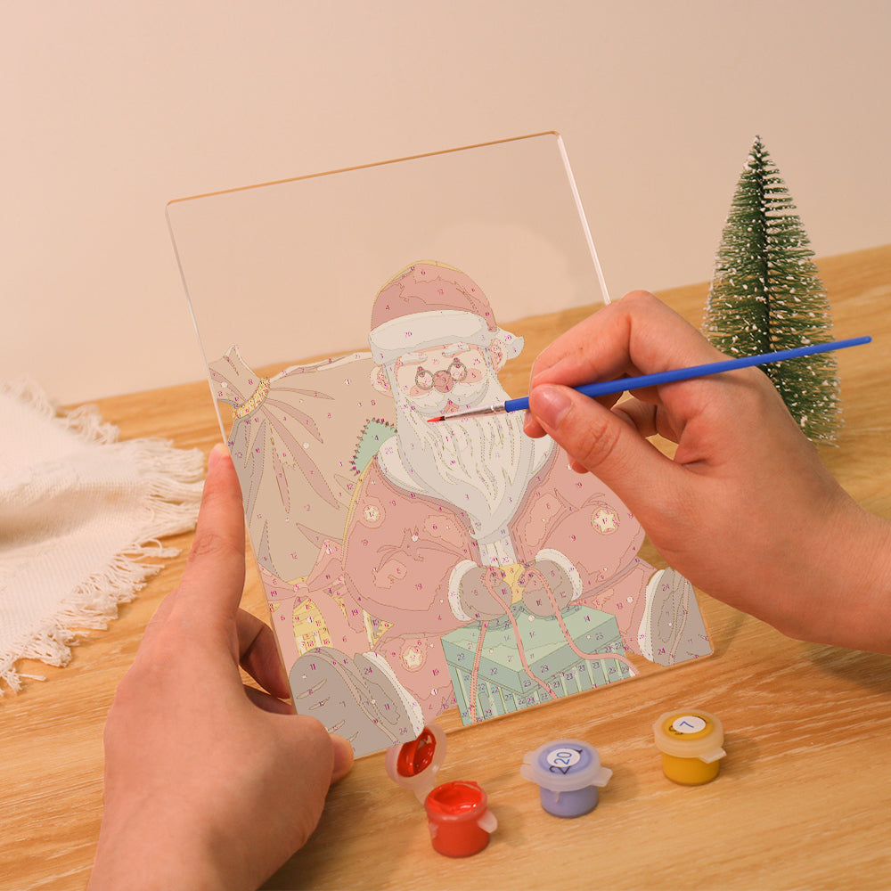 LED Santa Wrapping Gift Paint by Numbers