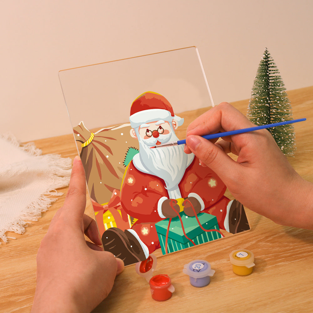 LED Santa Wrapping Gift Paint by Numbers