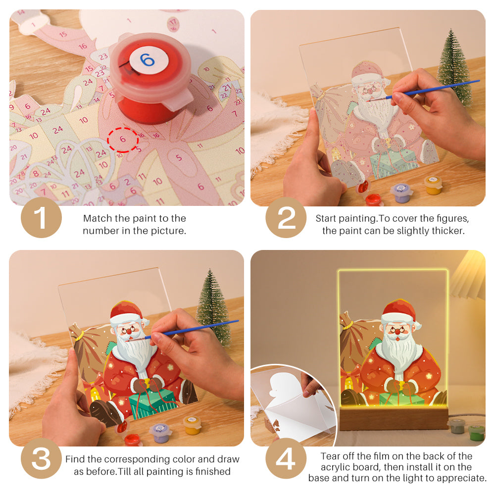 LED Santa Wrapping Gift Paint by Numbers