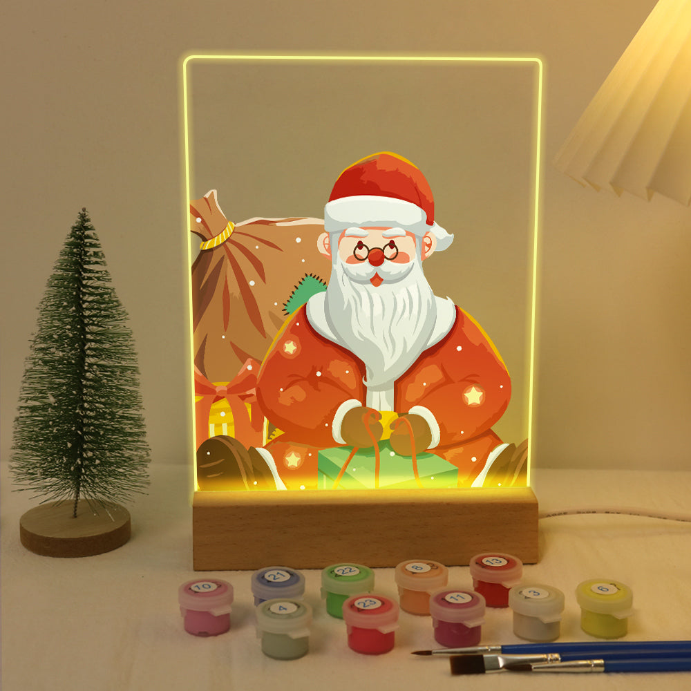 LED Santa Wrapping Gift Paint by Numbers