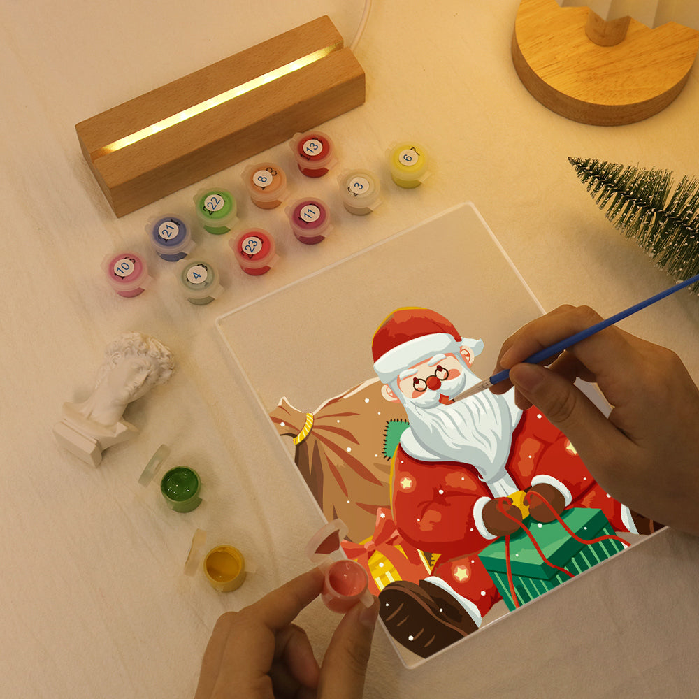 LED Santa Wrapping Gift Paint by Numbers