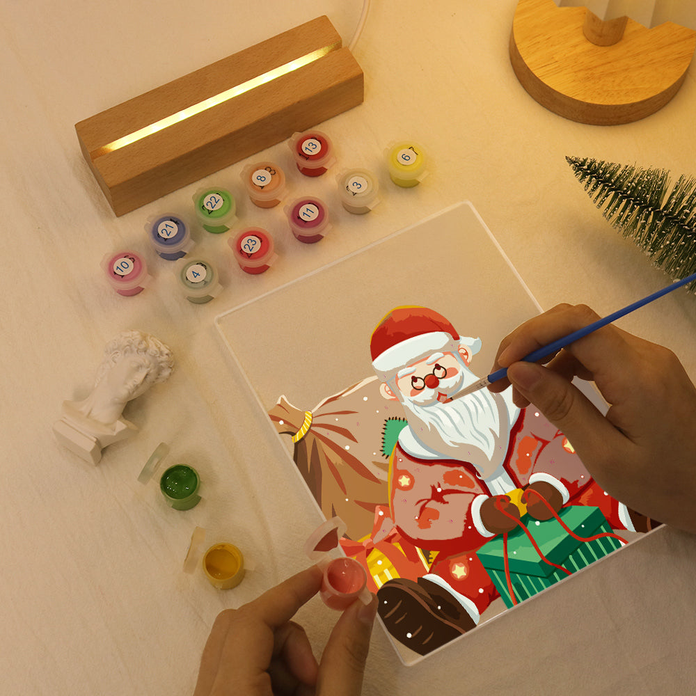 LED Santa Wrapping Gift Paint by Numbers