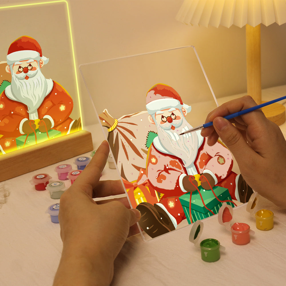 LED Santa Wrapping Gift Paint by Numbers