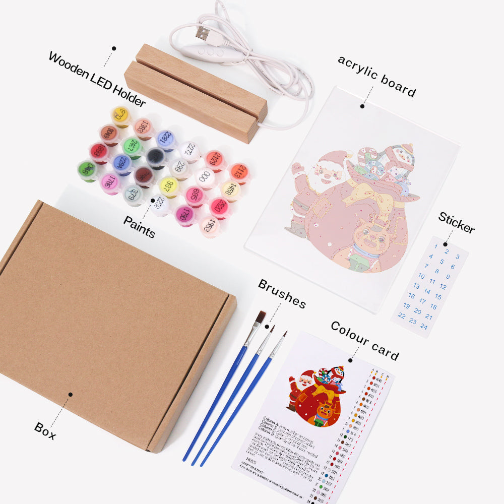 LED Santa in North Pole Paint by Numbers