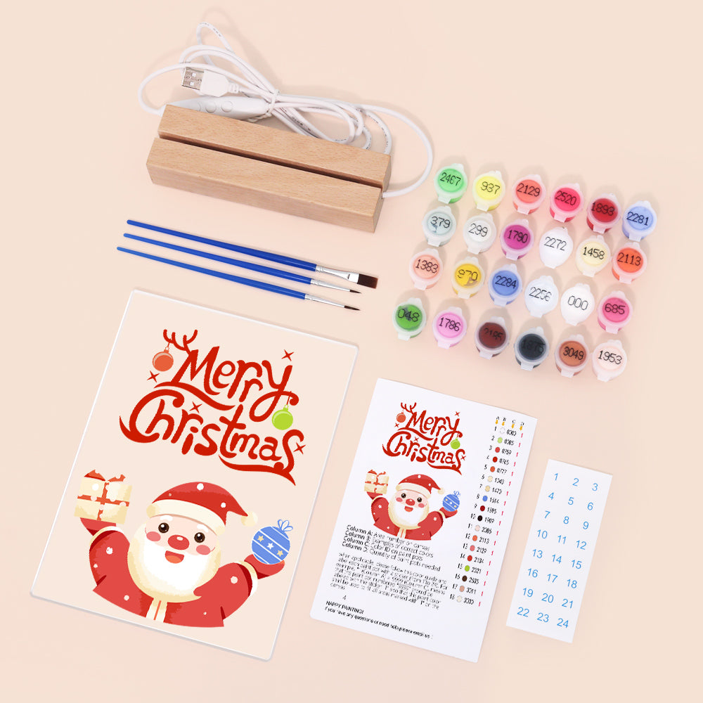 LED Santa Wishing Merry Christmas Paint by Numbers