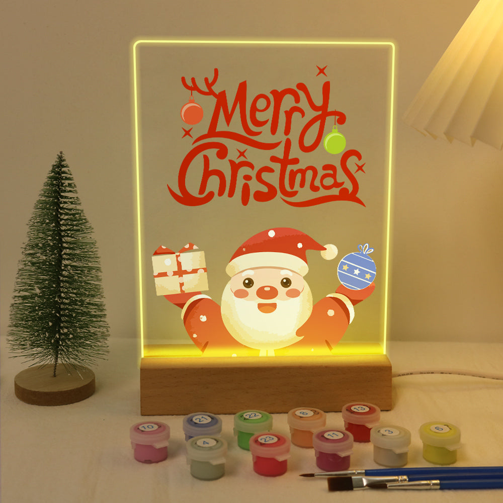LED Santa Wishing Merry Christmas Paint by Numbers