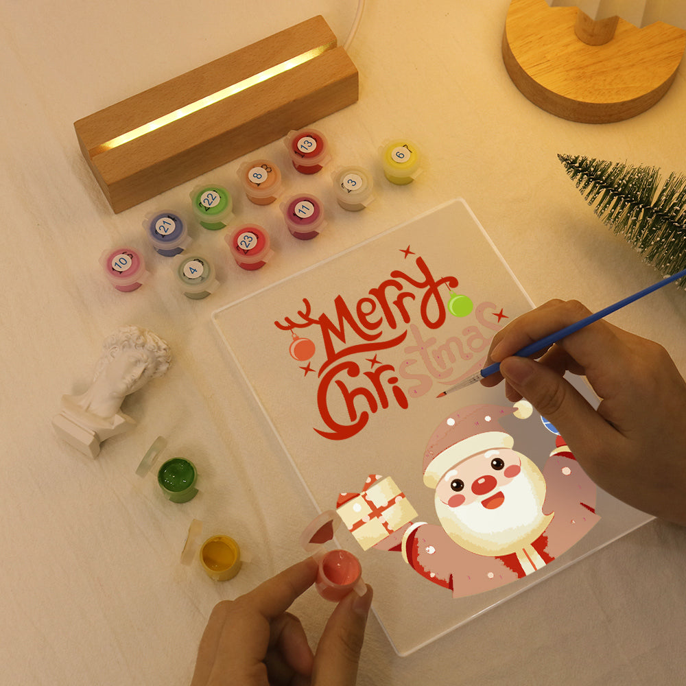 LED Santa Wishing Merry Christmas Paint by Numbers