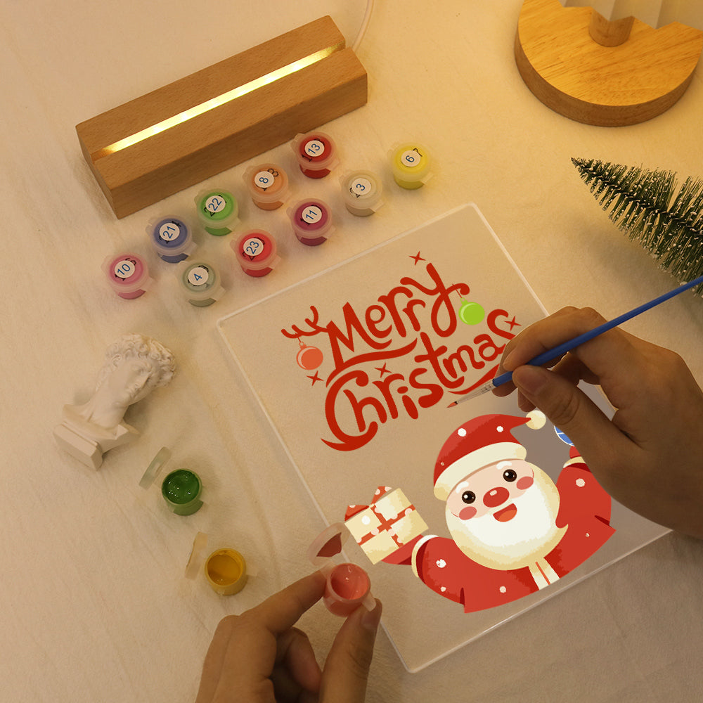 LED Santa Wishing Merry Christmas Paint by Numbers