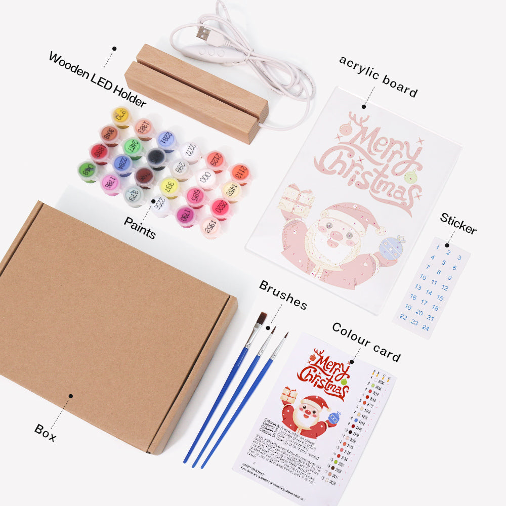 LED Santa Wishing Merry Christmas Paint by Numbers