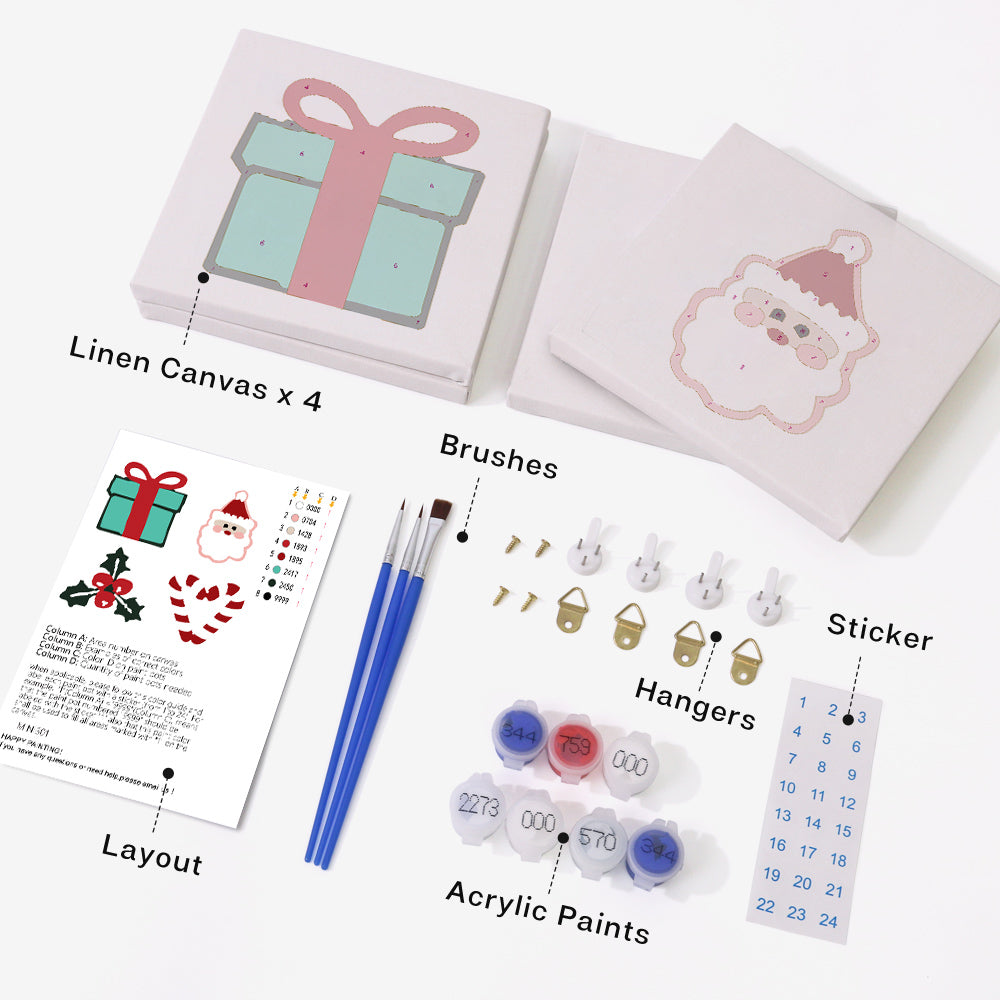 Holiday Treasures 4 Pack Mini Paint by Numbers Kit