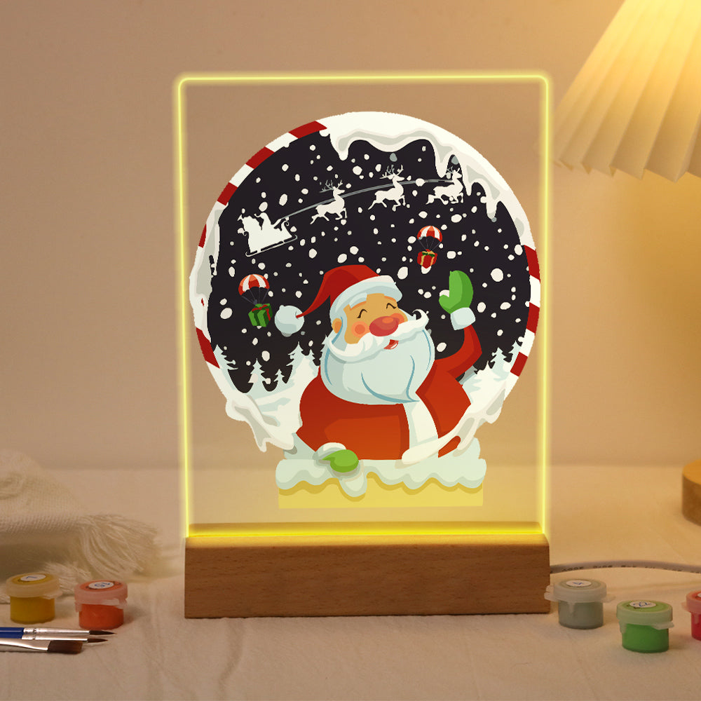 LED Santa in a Snoglobe Paint by Numbers