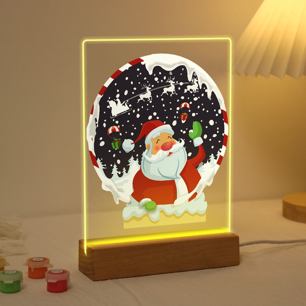 LED Santa in a Snoglobe Paint by Numbers