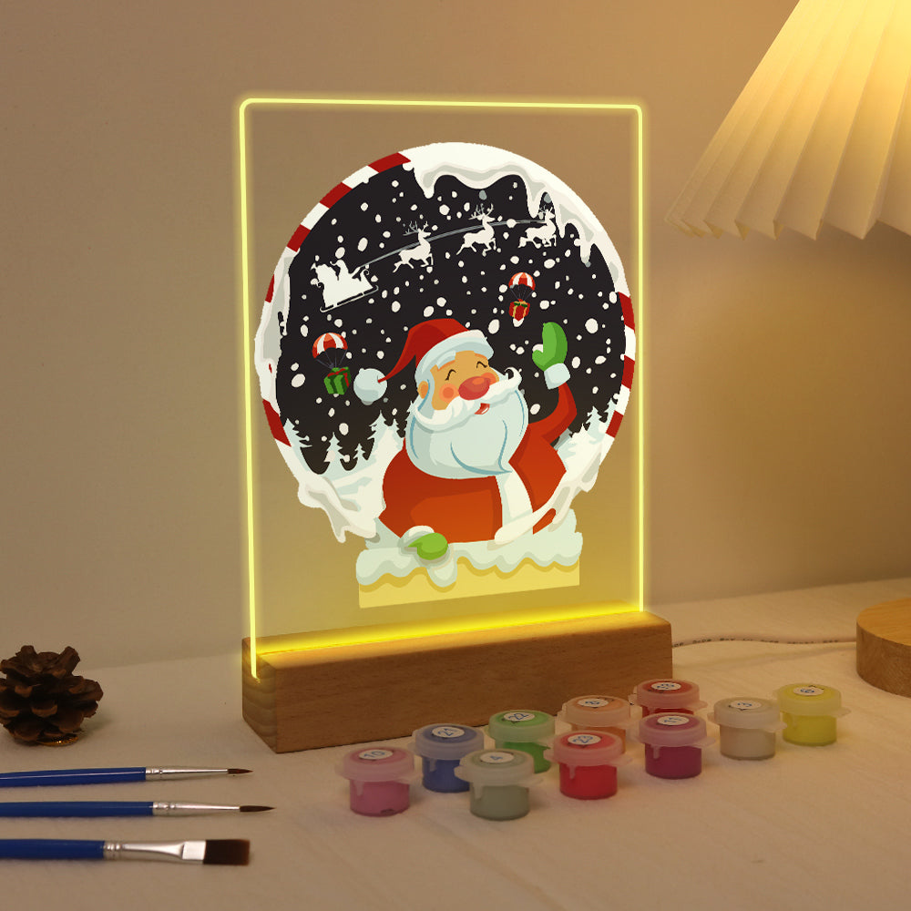 LED Santa in a Snoglobe Paint by Numbers