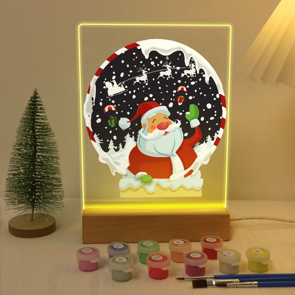 LED Santa in a Snoglobe Paint by Numbers
