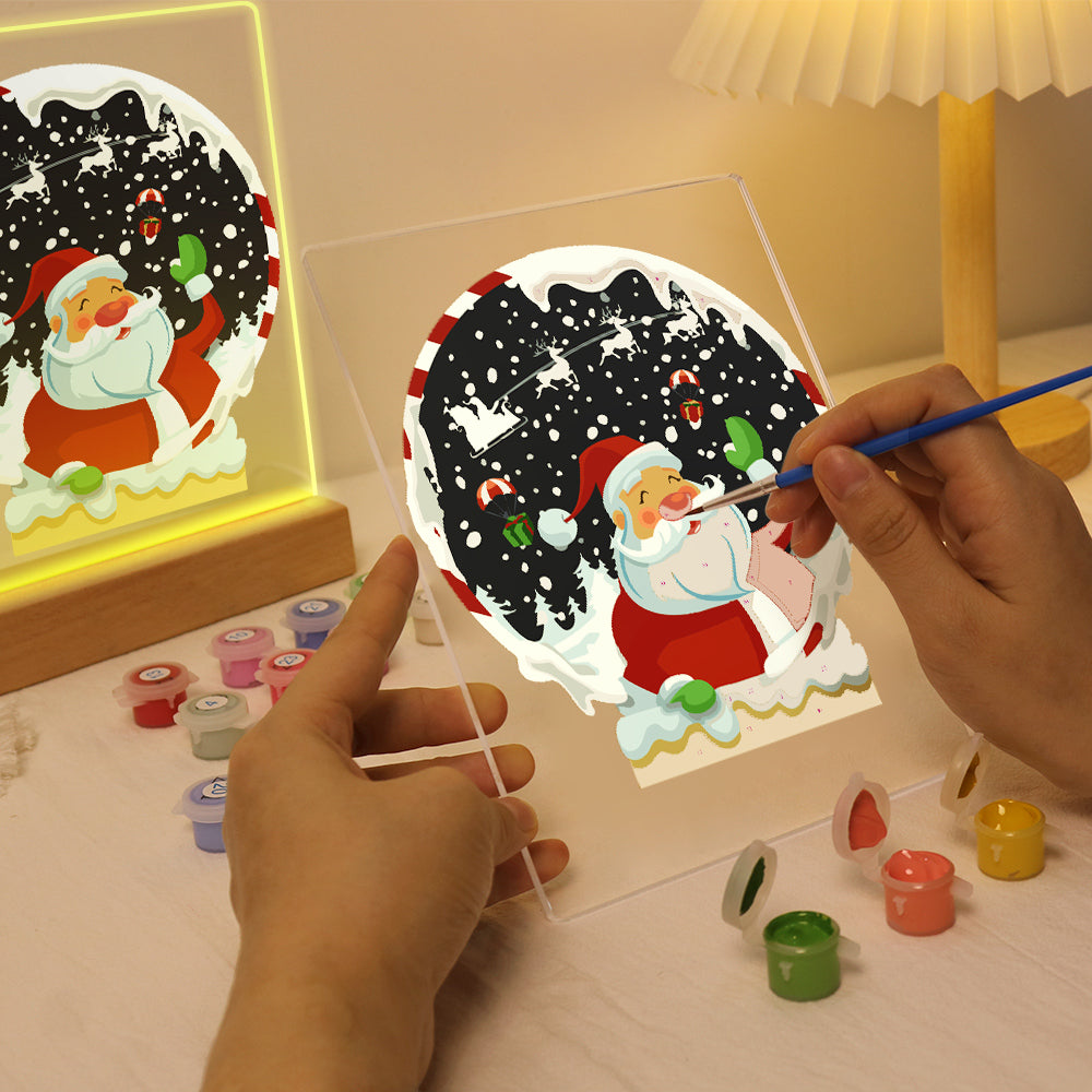 LED Santa in a Snoglobe Paint by Numbers