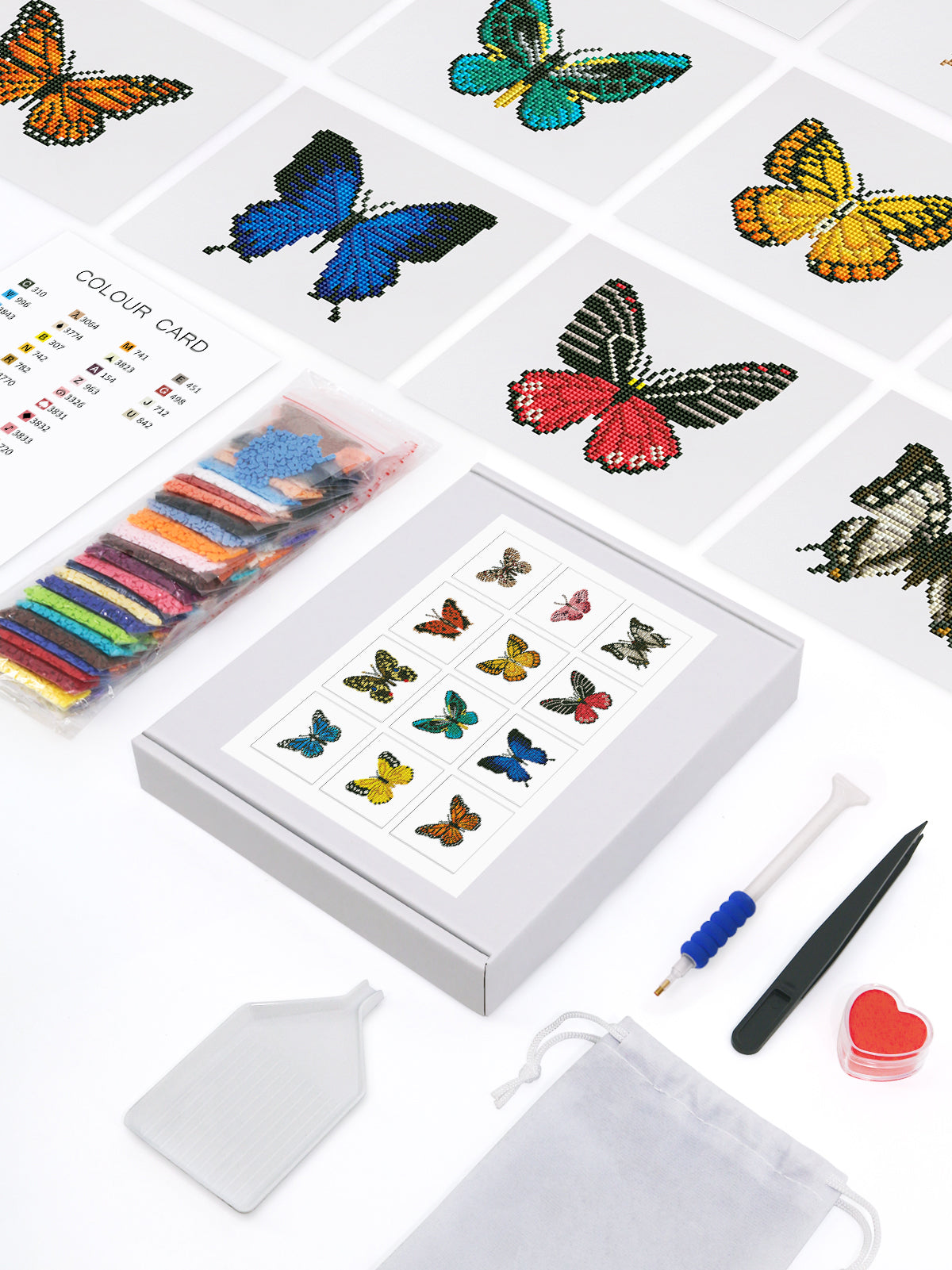 12 Assorted Butterfly Diamond Paintings - Set 1