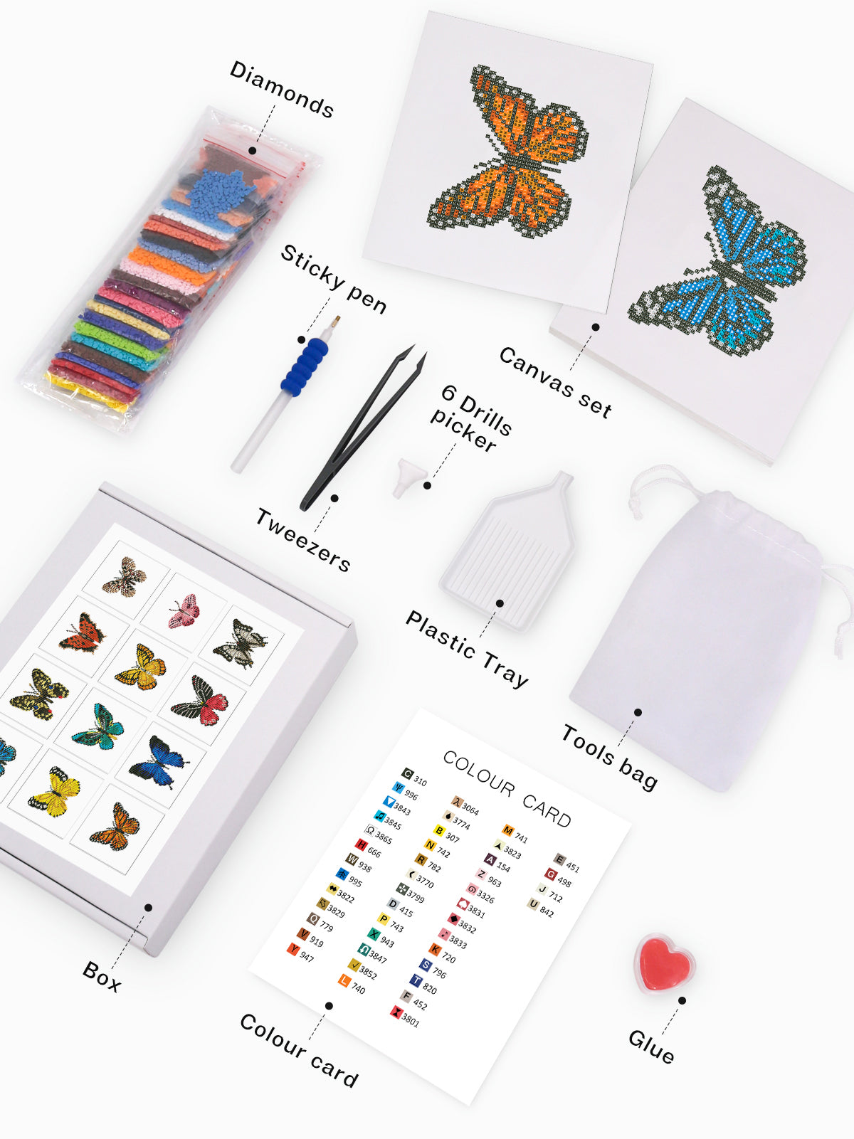 12 Assorted Butterfly Diamond Paintings - Set 1