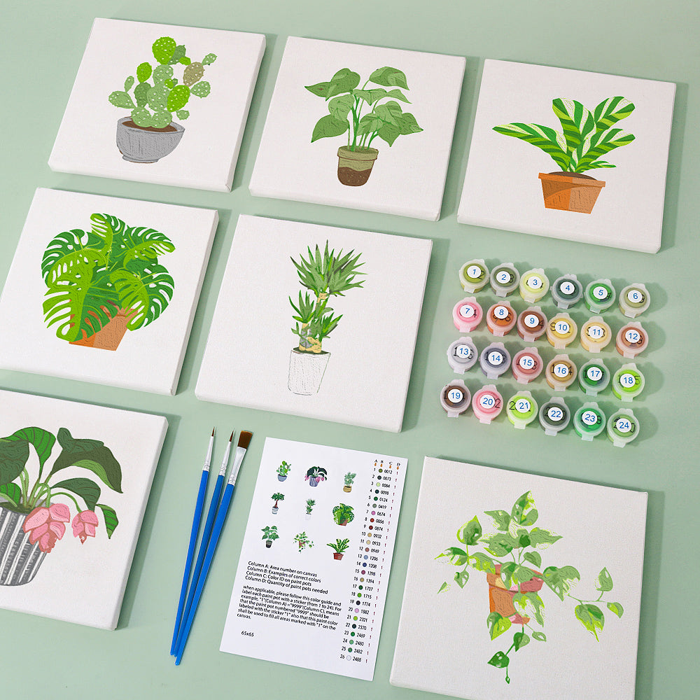 Houseplants 9 Pack Mini Paint by Numbers Kit